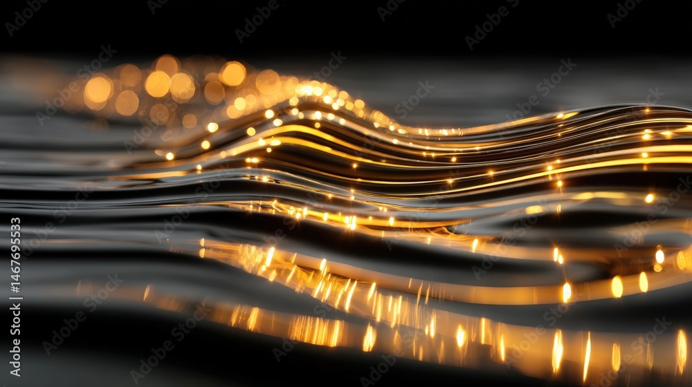 Poster abstract light trails create a dynamic, flowing pattern with warm colors against a dark background.