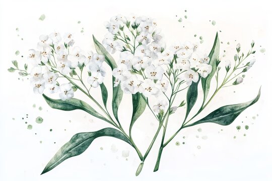 Delicate white flower arrangement with soft green foliage.