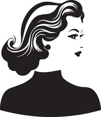 Vintage women face logo silhouette isolated black and white