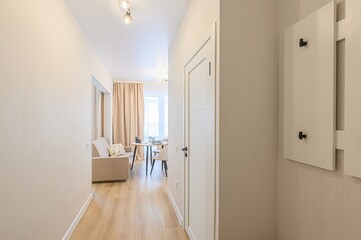 standard room interior apartment. room doors, renovation corridor lobby entrance hall