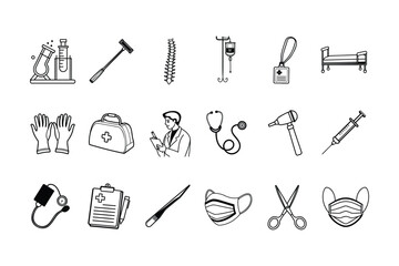 Obraz premium Medical and Health Line Icons Set