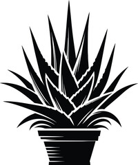 Aloe vera plant vector silhouette illustration isolated on a white background