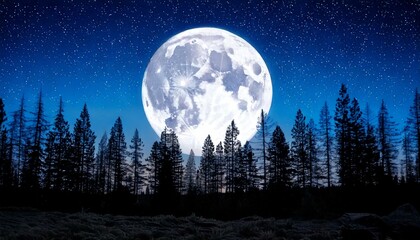 Naklejka premium luna, noche, cielo, completo, moreno, claro de luna, azul, estrella, nube, espacio, naturaleza, alumbrado, acuático, árbol, paisaje, planeta, lunar, negro, mar, astronomía, halloween, brillante, silue