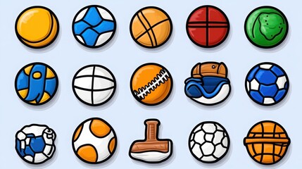Colorful Collection of Various Sports Balls on a Light Background