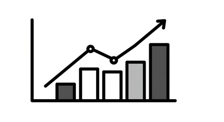 Growing Business Bar Chart with Line Graph Upward Trend