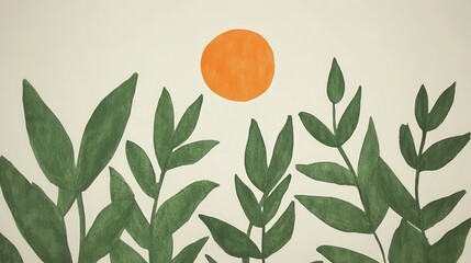 Tranquil botanical scene with sun and lush leaves a serene garden escape ideal for peaceful backgrounds and nature inspired designs