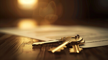 Two golden keys crossing on dark wooden table symbolizing business merger and company acquisition, corporate takeover and partnership concept.