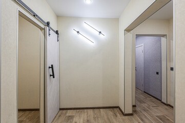standard room interior apartment. room doors, renovation corridor lobby entrance hall
