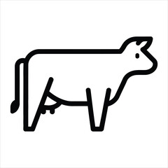 Minimal Cow Icon in Profile View