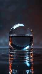 Surreal Glass Sphere on a Reflective Surface: A Mesmerizing Minimalist Composition