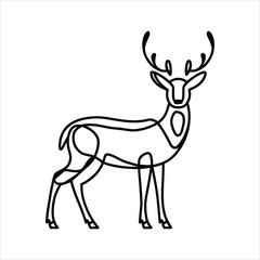 Standing Deer Outline with Antlers