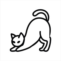 Playful Cat Stretching Line Art 