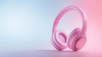 Pink wireless headphones against a soft gradient background