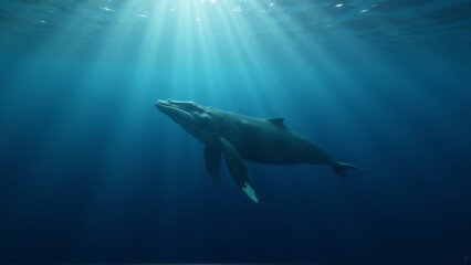 Obraz premium Majestic Whale in the Deep Blue Expanse