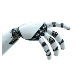 Robotic hand demonstration technology lab clean environment isolated on transparent background