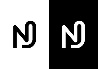 NJ, JN letters initial monogram logo