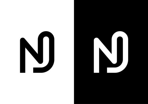 NJ, JN letters initial monogram logo