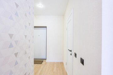 standard room interior apartment. room doors, renovation corridor lobby entrance hall