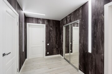 standard room interior apartment. room doors, renovation corridor lobby entrance hall