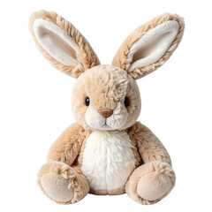 Obraz premium Adorable Plush Bunny with Light Brown Fur and White Chest, Isolated transparent background png