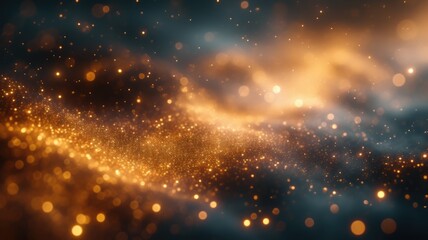 Fototapeta premium Abstract design of golden light shine across graphic background. Visual effect glowing with gold or orange color reflect brightness to scenery perfect for energetic and creativity wallpaper. AIG53.