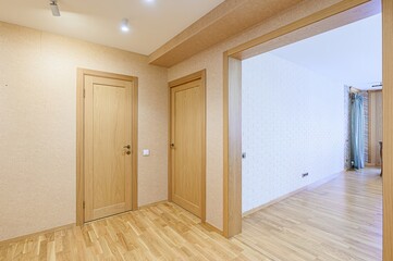 standard room interior apartment. room doors, renovation corridor lobby entrance hall