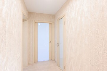 standard room interior apartment. room doors, renovation corridor lobby entrance hall