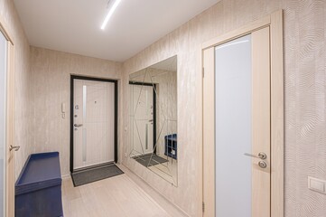 standard room interior apartment. room doors, renovation corridor lobby entrance hall