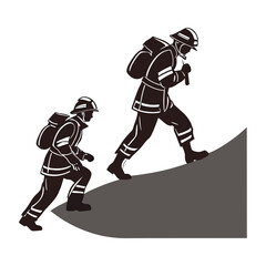 Fototapeta premium silhouette vector firefighters icon&nbsp;pose