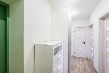 standard room interior apartment. room doors, renovation corridor lobby entrance hall