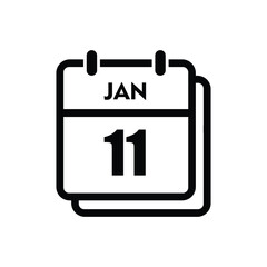 calender icon, 11 january icon with white background