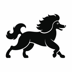 Elegant Black Poodle Dog Icon in Motion