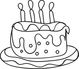 A vector illustration shows a delicious birthday cake with candles, perfect for a sweet celebration