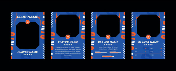 Set of player trading card template, Photo frame and border collection for soccer, hockey, volleyball, and basketball players, sports flyer layout design, Template eps 10.