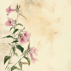 Naklejka premium Pastel floral illustration on aged paper.