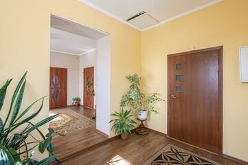 standard room interior apartment. room doors, renovation corridor lobby entrance hall