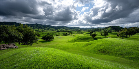 Rolling hills under dramatic storm clouds 32k, full ultra hd, high resolution