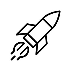 Fototapeta premium Rocket launching with speed in minimalist line art style 