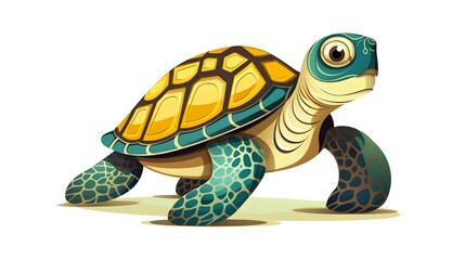 Naklejka premium Colorful Turtle Icon Cartoon Vector Illustration on Isolated Background for Logo Design