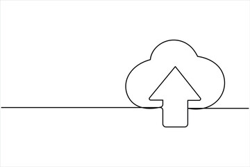 Single continuous one line art drawing of cloud storage vector illustration
