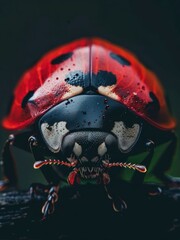 macro close-up of a ladybug with detailed texture and vibrant colors