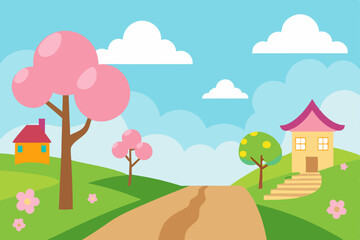 landscape with trees and clouds