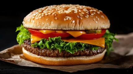 Delicious burger, fresh ingredients