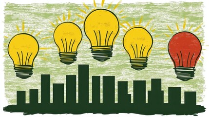 Innovative concepts presented graphically showing success and differentiation with unique ideas and strategic problem solving metaphor