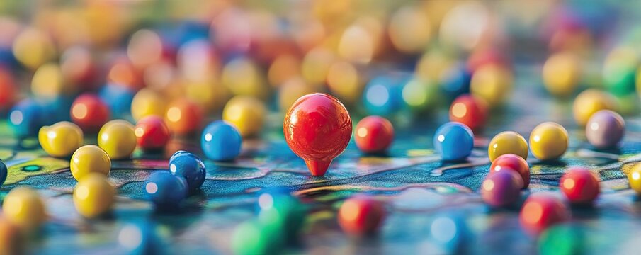 Colorful Markers on a Map