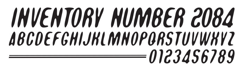 Vector round symmetrical simple italic font. Set of letters and numbers of the Latin alphabet. No AI used