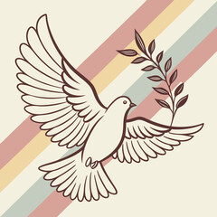 Obraz premium Retro-style dove icon with pastel background and soft shadows