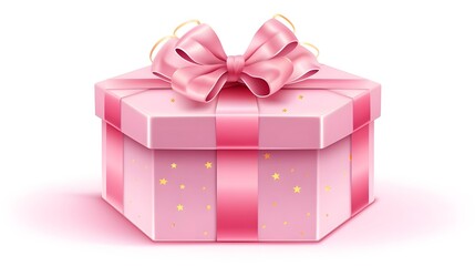 Pink Open Gift Box Realistic 3D Design for Christmas Decoration Inspiration