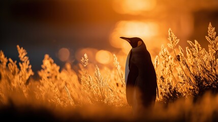 Majestic Penguin at Sunset in Nature