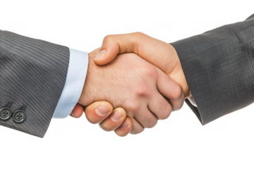 Business handshake close up view on transparent background
